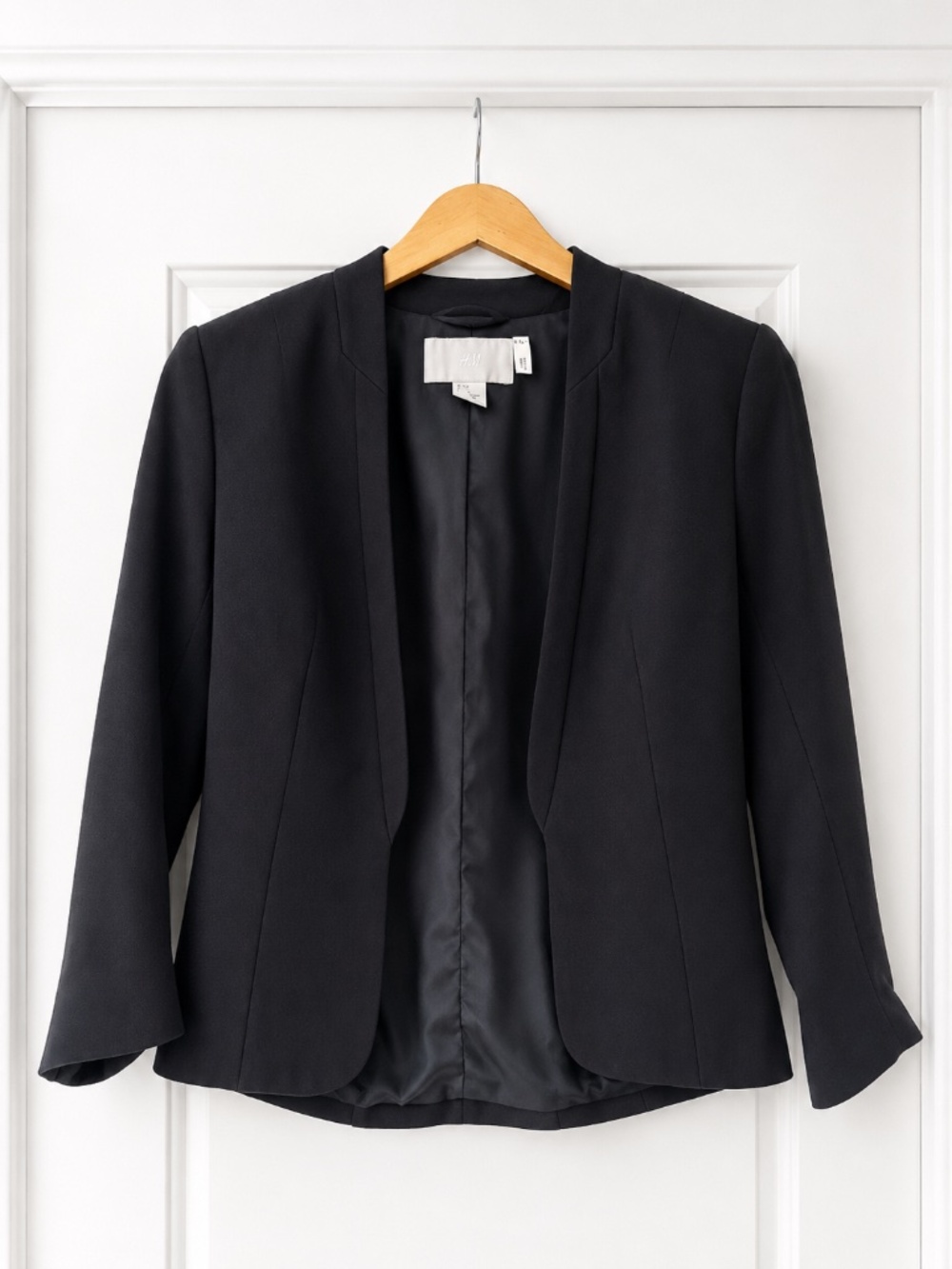 H&M Black Open Front Blazer Tailored Jacket